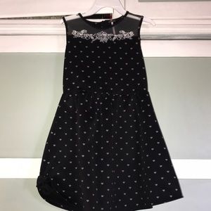 Girls Poof Girl Sleeveless Black Dress w/ Hearts